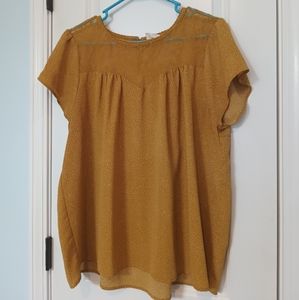 Blu pepper, Gold/mustard yellow, 2xl blouse with lace detail
